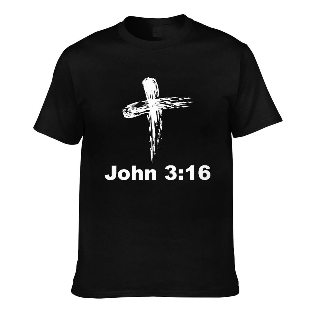 ฤดูร้อน Cool Tee John 3-16 Bible Verse God Cross เสื้อยืดผู้ชายคุณภาพดี