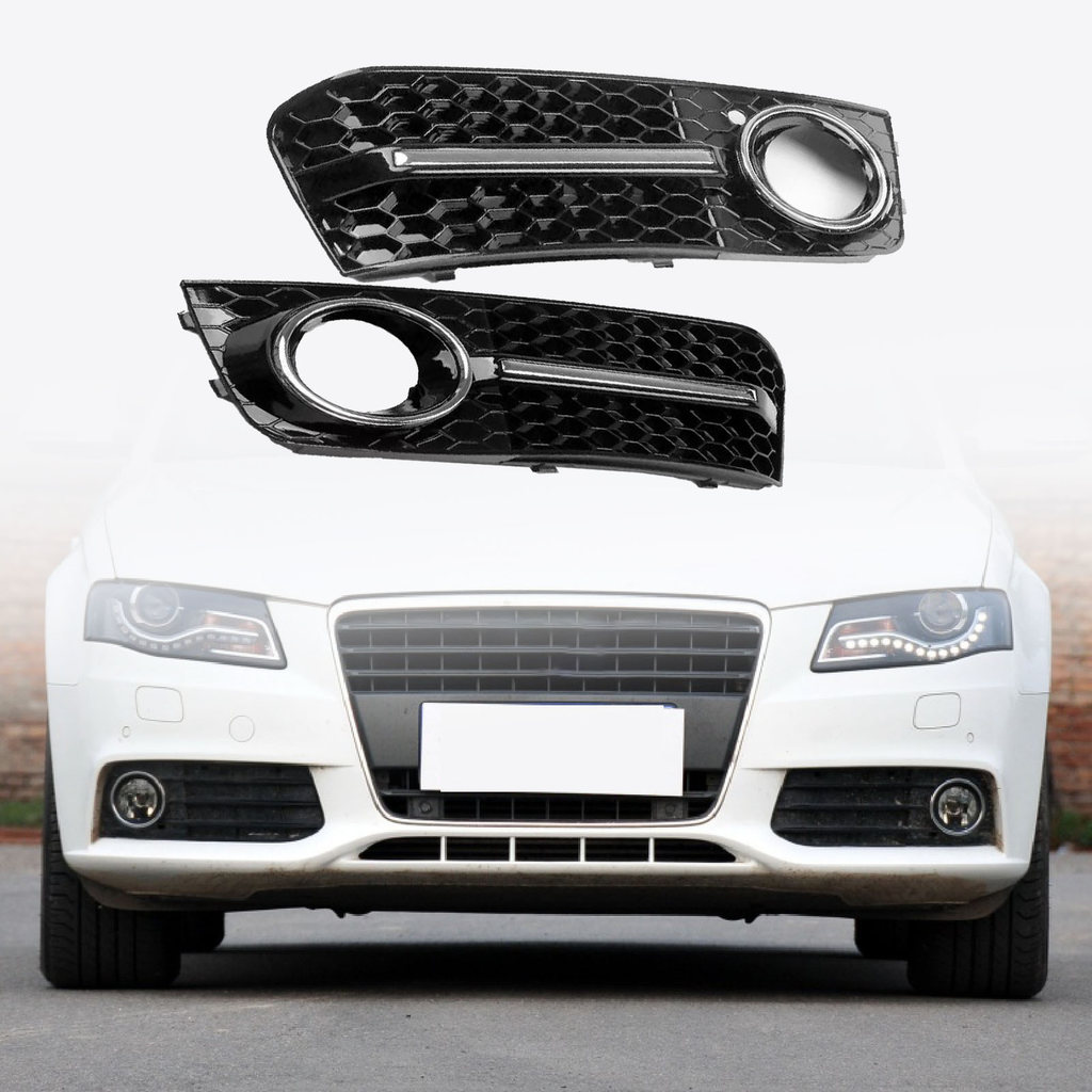 DEL/R ตะแกรงไฟตัดหมอก กรอบรังผึ้ง พร้อมแถบสว่าง 8KD807681ค 8เคดี807682C สําหรับ Audi A4 B8 09-12/S4