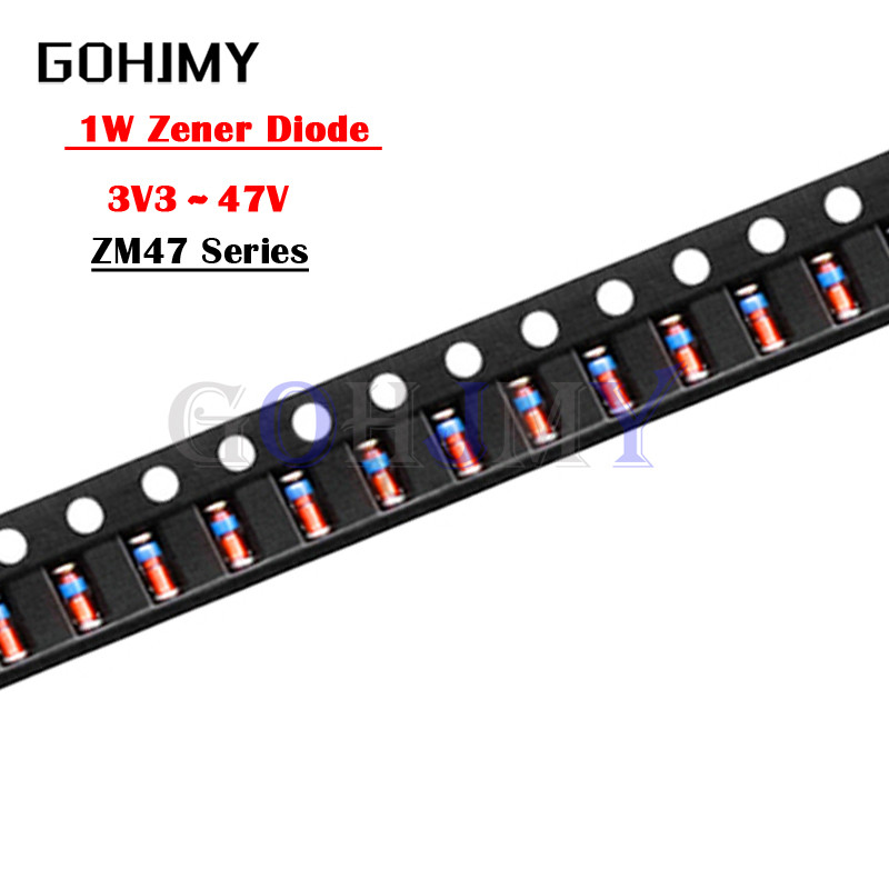 20PCS 1W Zener ไดโอด LL-41 3V3 ~ 47V SMD 3V3 3V9 4V3 4V7 5V1 5V6 6V2 16V 22V 24V 30V 33V 39V 43V 47V