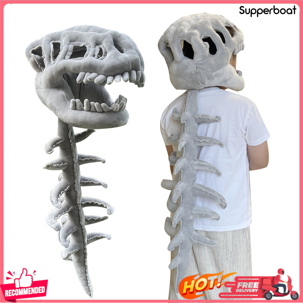 [SPB]✌ไดโนเสาร์โครงกระดูกเครื่องแต่งกายไดโนเสาร์ที่สมจริง Skull Headpiece 3D Plush Spine คอสเพลย์ Pr