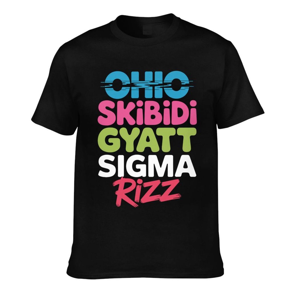 แฟชั่นพิมพ์ Ohio Skibidi Gyatt Sigma Rizz ตลก Rizzler ห้องน้ํา Meme Casual Mens Tee