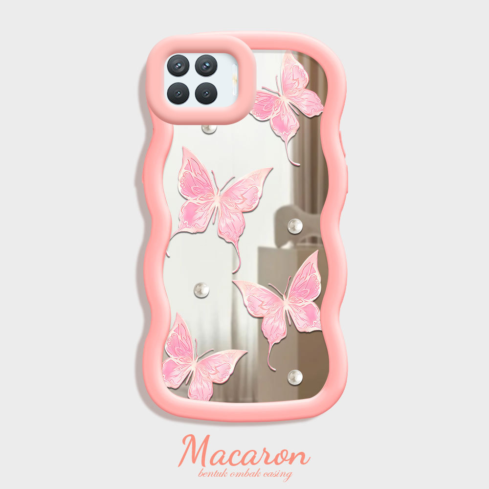 HPเคสโทรศัพท์สําหรับOPPO Reno 4F A93 2020 กระจกเคสโทรศัพท์สีแฟชั่นผีเสื้อKesing MKL 4097 JZ