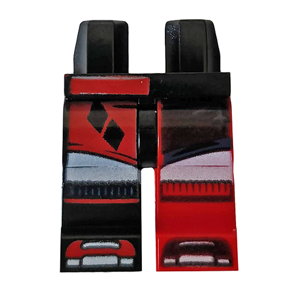 Brick2cube Part - Hips and 1 Red Left Leg, 1 Black Right Leg with Boots, Socks, Shorts and 2 Black D