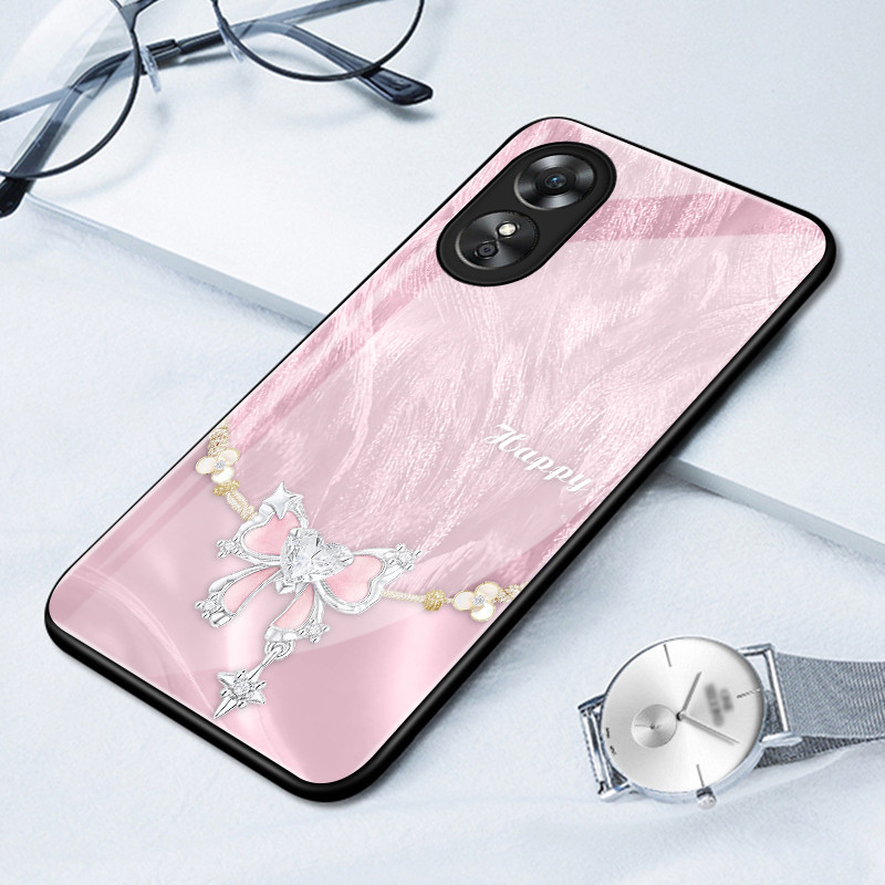 เคสสำหรับ OPPO A17 A17K A18 A38 เคสโทรศัพท์กุทัณฑ์เปลือกแก้วกันกระแทก