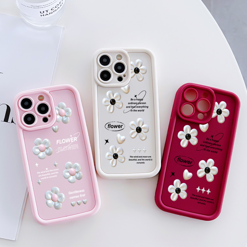 เคสสำหรับ Samsung A16 4G A16 5G เคสโทรศัพท์ดอกไม้รูปหัวใจสามสีซิลิโคนกันกระแทก - รูปที่ 3