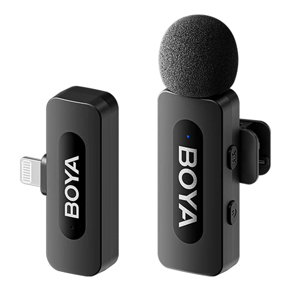 WIRELESS MICROPHONE (ไมโครโฟนไร้สาย) BOYA BY-V1 V2.0 1 MIC + LIGHTNING RECIEVER - BLACK :::