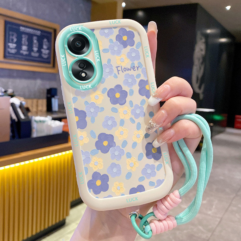 เคสสำหรับ OPPO A58 4G A58 5G A58X 5G A78 5G A1X 5G A2X 5G เคสโทรศัพท์ดอกไม้ภาพวาดสีน้ำมันซิลิโคนสายคล้องกันกระแทก