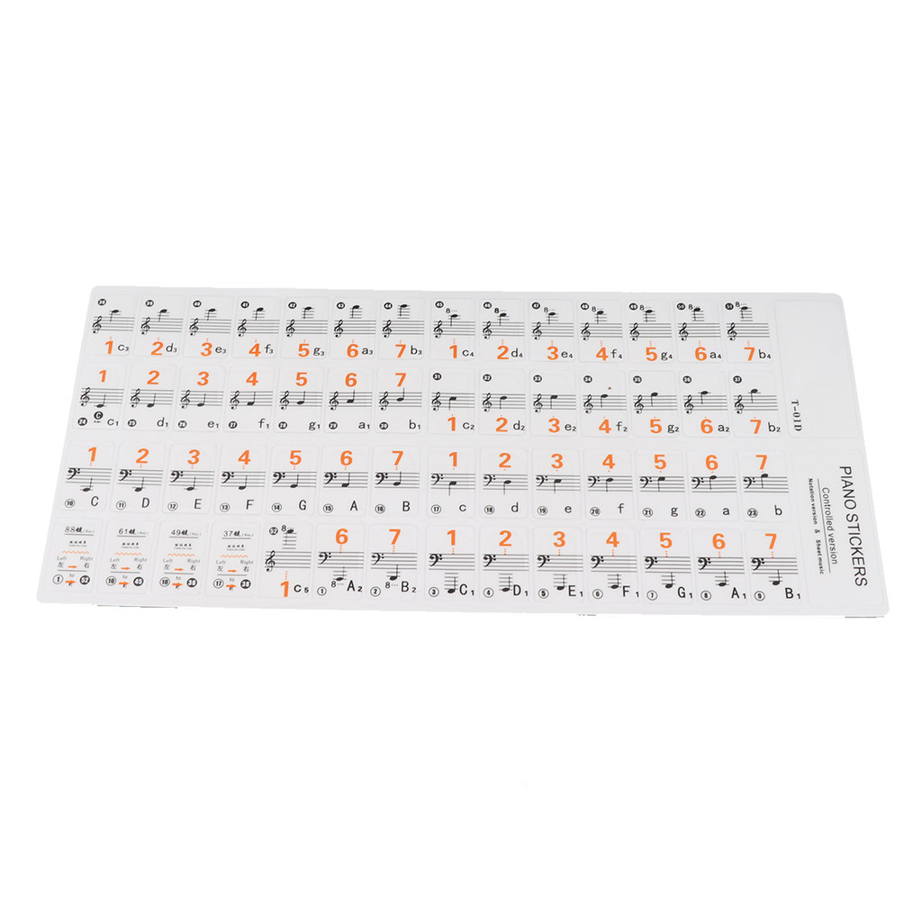 โปร่งใส 37 49 61 คีย์บอร์ดอิเล็กทรอนิกส์ 88 คีย์เปียโน Stave Note สติกเกอร์รุ่น Notation และแผ่น Mu