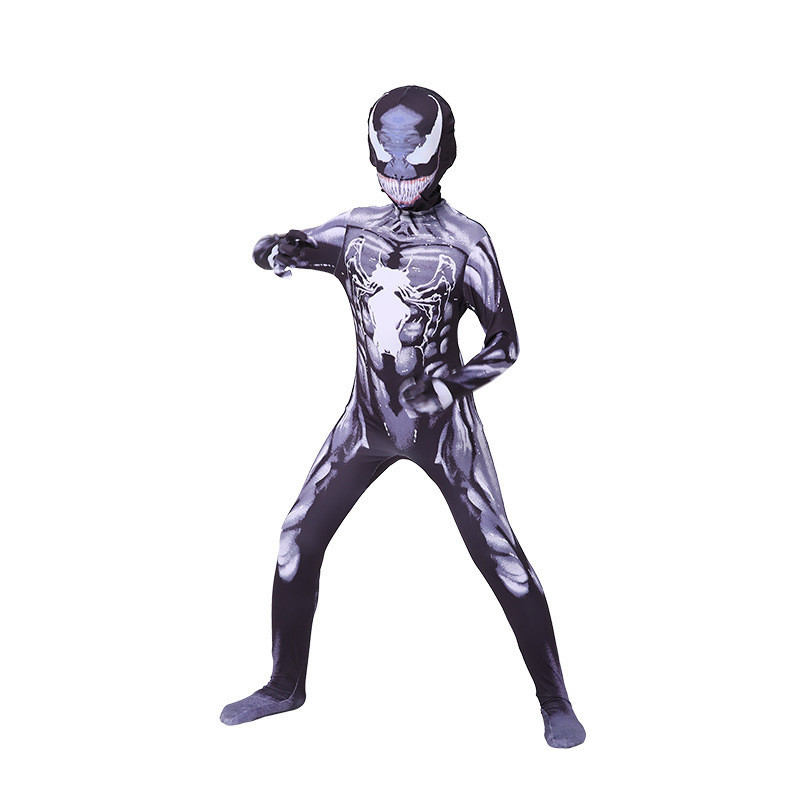 เด็ก Venom เครื่องแต่งกายเด็กคอสเพลย์ Superhero Venom Spiderman เครื่องแต่งกายชุด Jumpsuit บอดี้สูท