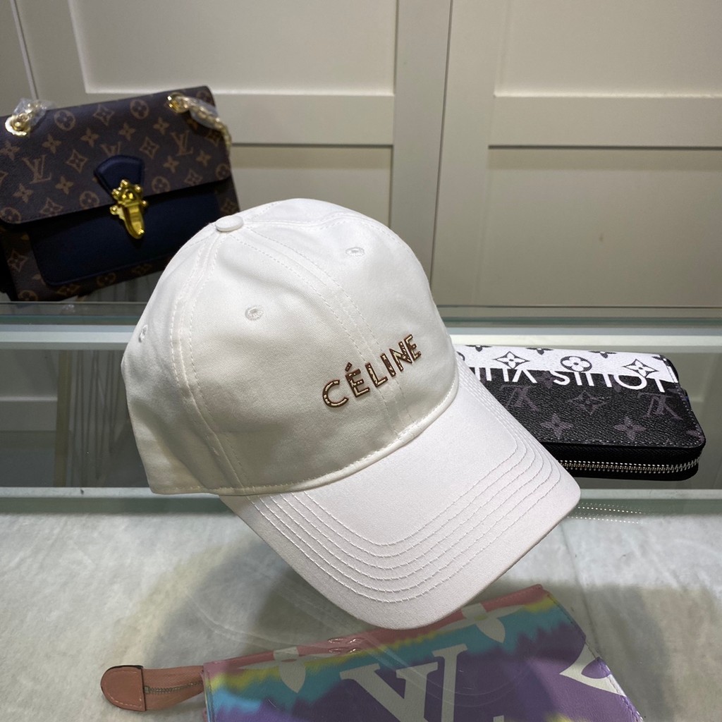 FENDI555 สีดําสีขาว FF พิมพ์แฟชั่นเบสบอลหมวก 2368