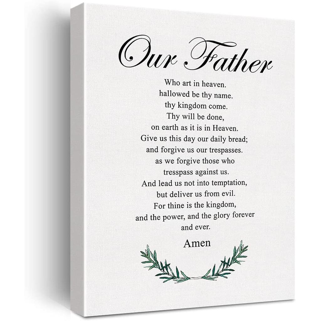 Chritian Canva Wall Art พ่อของเราสวดมนต์ Canva พิมพ์ Poitive Cripture Canva ภาพวาด Religiou Home Wal