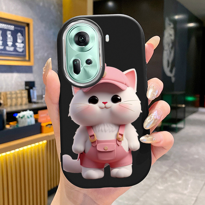 เคสสำหรับ OPPO Reno 11 5G 11 Pro 5G 11F 5G เคสโทรศัพท์แมวกลมและอ้วนเสื้อแจ็กเก็ตผ้านุ่ม