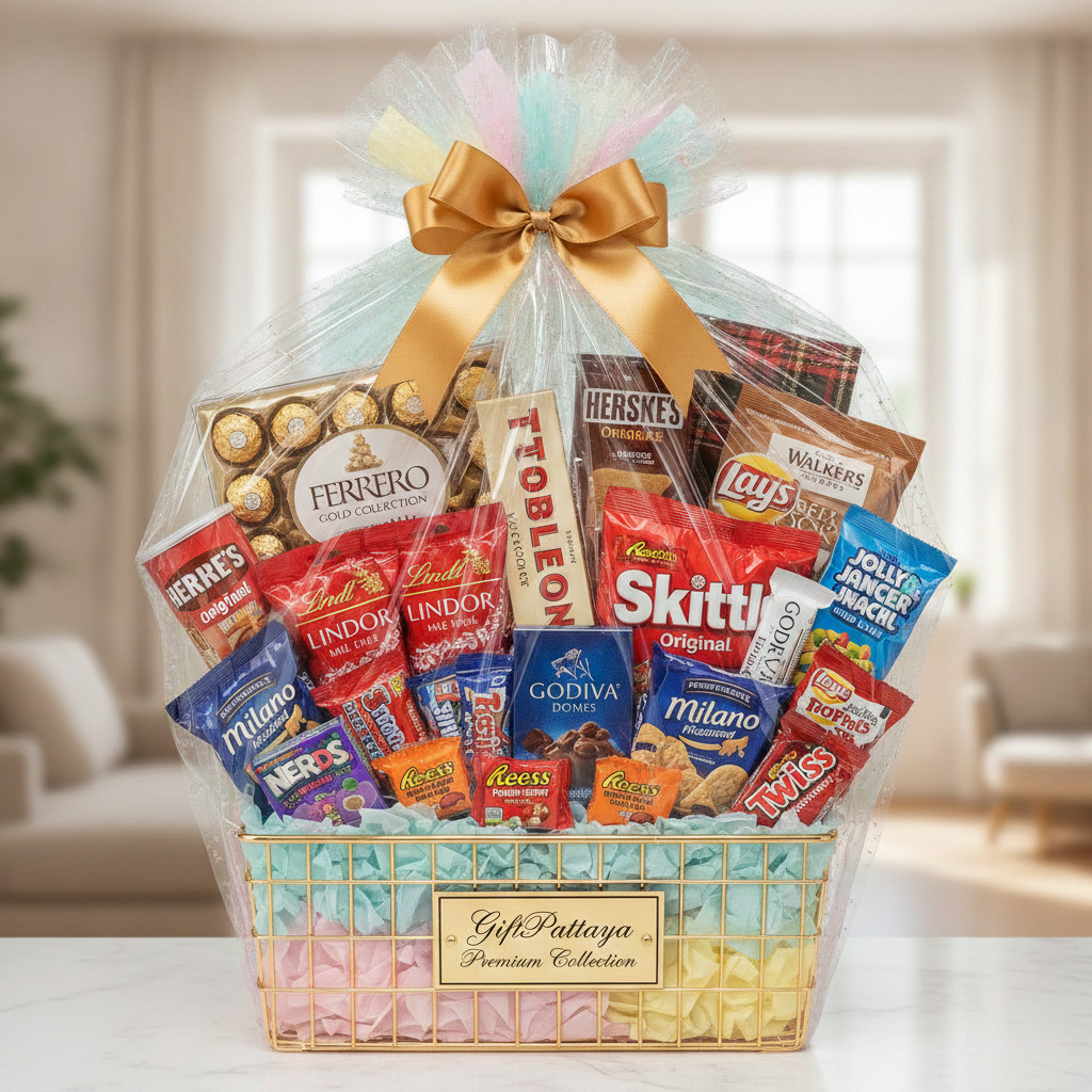 American Golden Treats Basket - American Gourmet Snack Set
