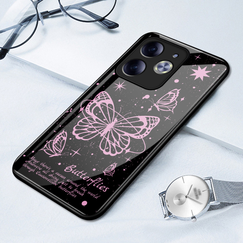 เคสสำหรับ Tecno Pova 6 Pova 6 Pro Pova 6 Neo เคสโทรศัพท์แก้วผีเสื้อป้องกันการตกช็อตเต็ม