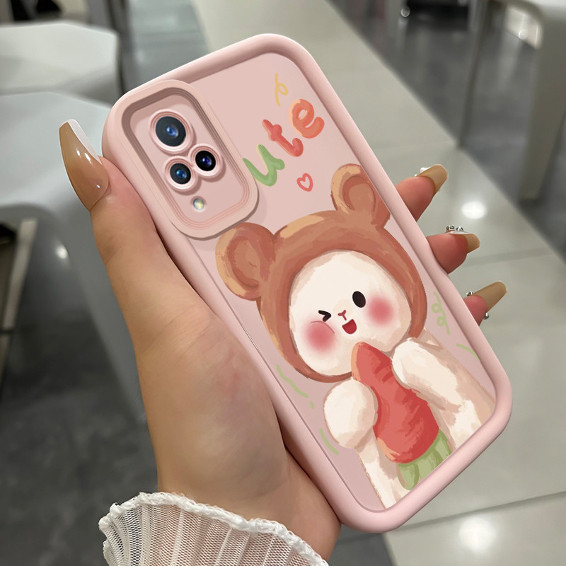 เคสสำหรับ VIVO V21 4G V21 5G เคสโทรศัพท์หมีเป็ดน่ารักสามสีซิลิโคนกันกระแทก
