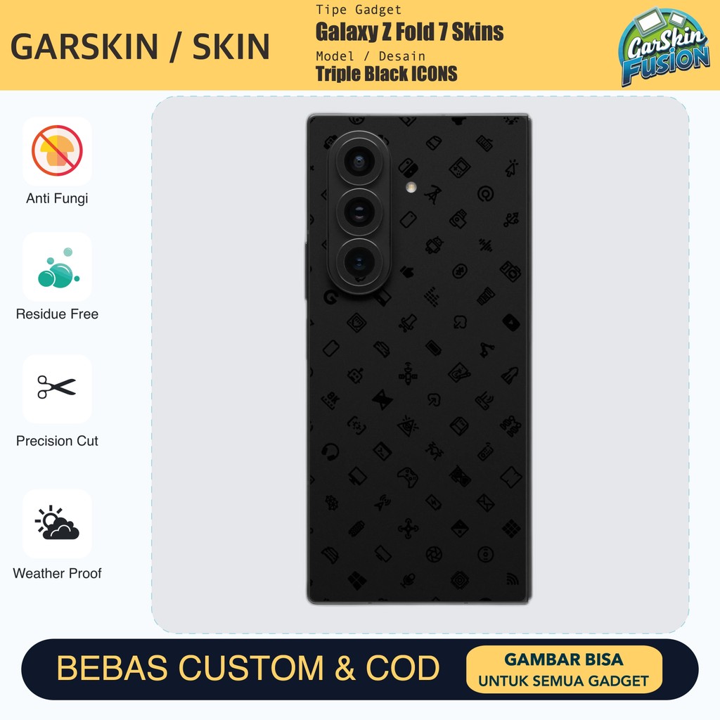 Galaxy Z Fold 7 Triple Black ICONS เคสป้องกันรอยขีดข่วน | โดยฟิวชั่น | รหัส - ZWJX