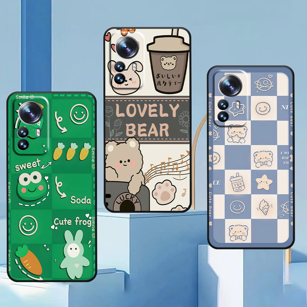 เคส Xiaomi Mi 12T / Mi 12T Pro พิมพ์ลายหมีน่ารักและกบเขียว