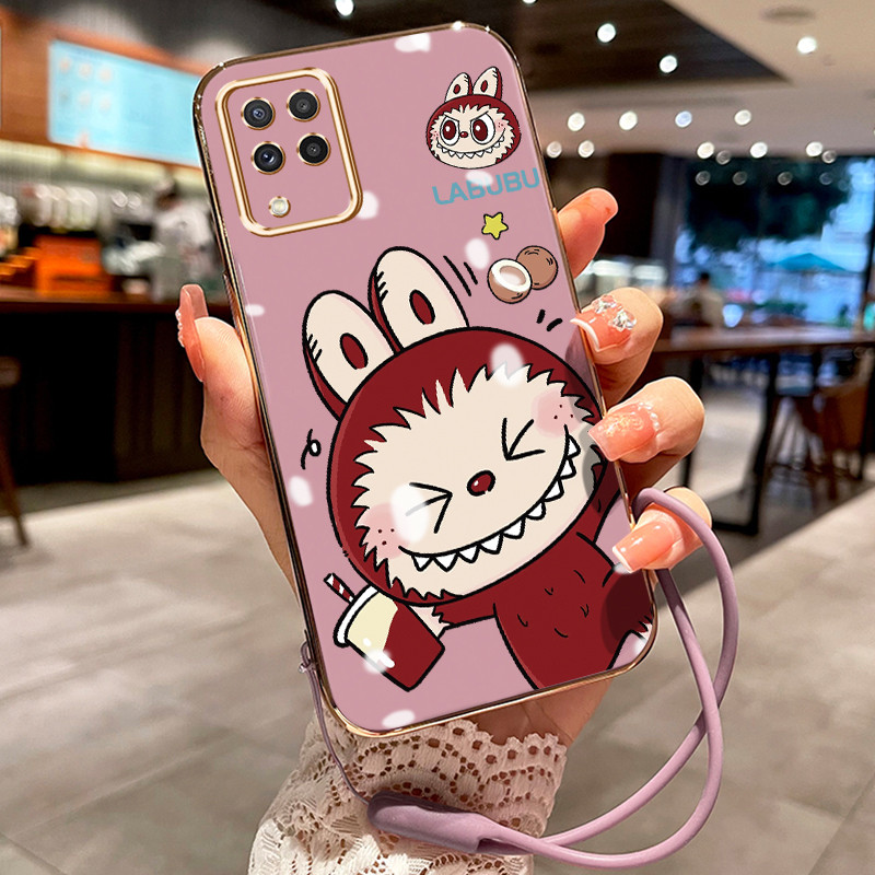 HP เคสโทรศัพท์สําหรับ Samsung Galaxy A22 M22 เคสน่ารัก Little Giant รูปแบบเคสโทรศัพท์ Layered Strap 
