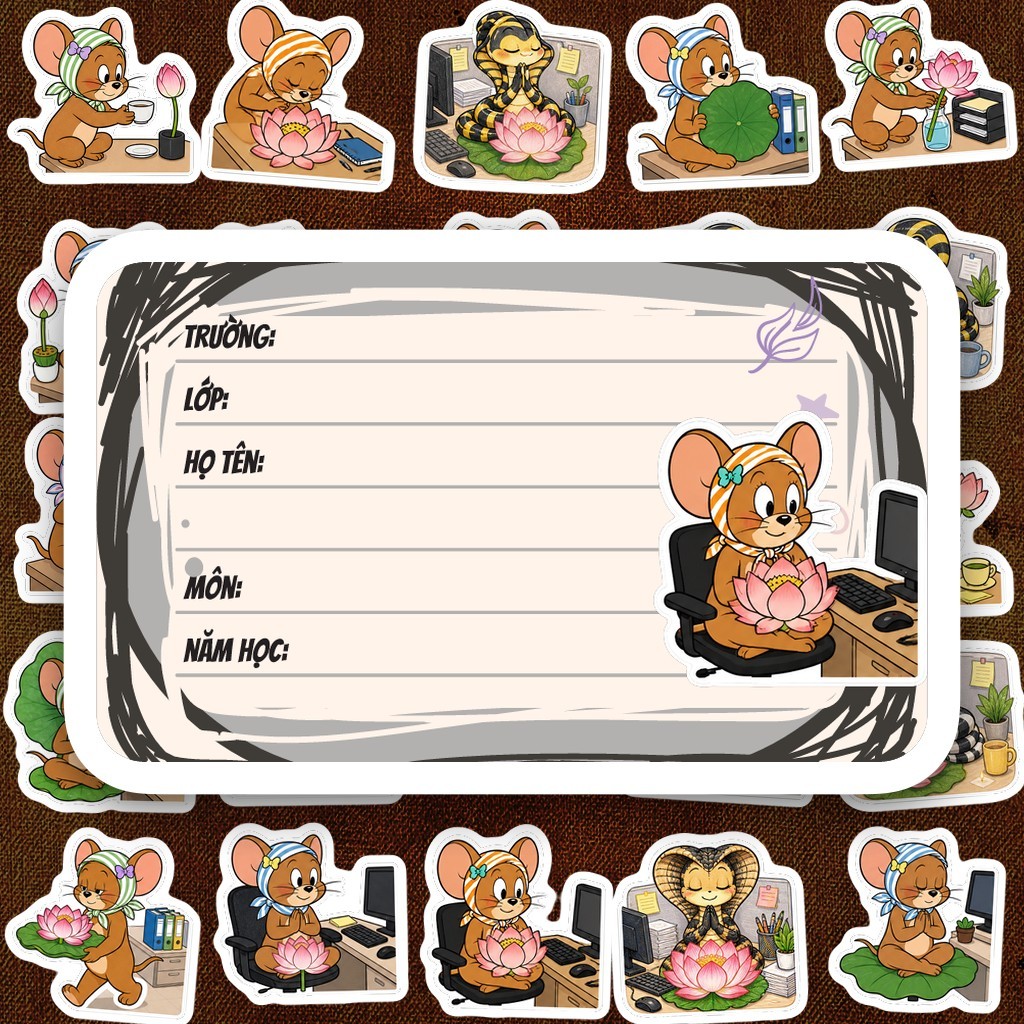 48 LASER PRINTED Notebook Labels Jerry Mouse Meme Office สติ๊กเกอร์น่ารักตลกสมุดบันทึกนักเรียน