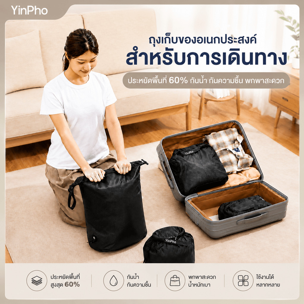 YINPIN กระเป๋าจัดระเบียบ ถุงสูญญากาศ 30Dกระเป๋ากันน้ํา กระเป๋าจัดระเบียบเดินทาง กระเป๋าอเนกประสงค์