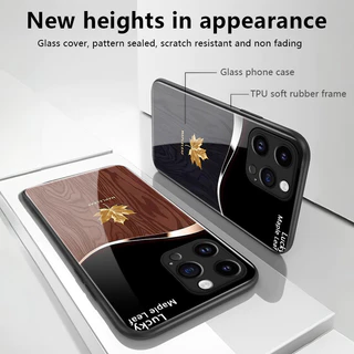 เคสสำหรับ iPhone 6 Plus 6s Plus 7 Plus 8 Plus X Xs Max Xr เคสโทรศัพท์กระจกระดับไฮเอนด์ลายใบเมเปิ้ล
