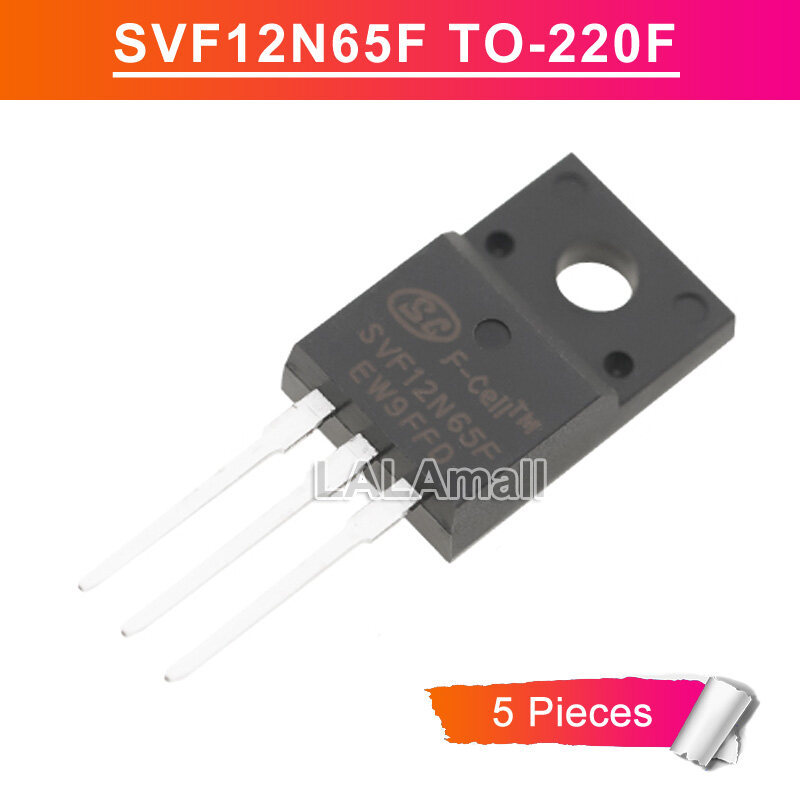 5 ชิ้น SVF12N65F TO-220F 12A/650V N-channel MOSFET ทรานซิสเตอร์ใหม่เดิม