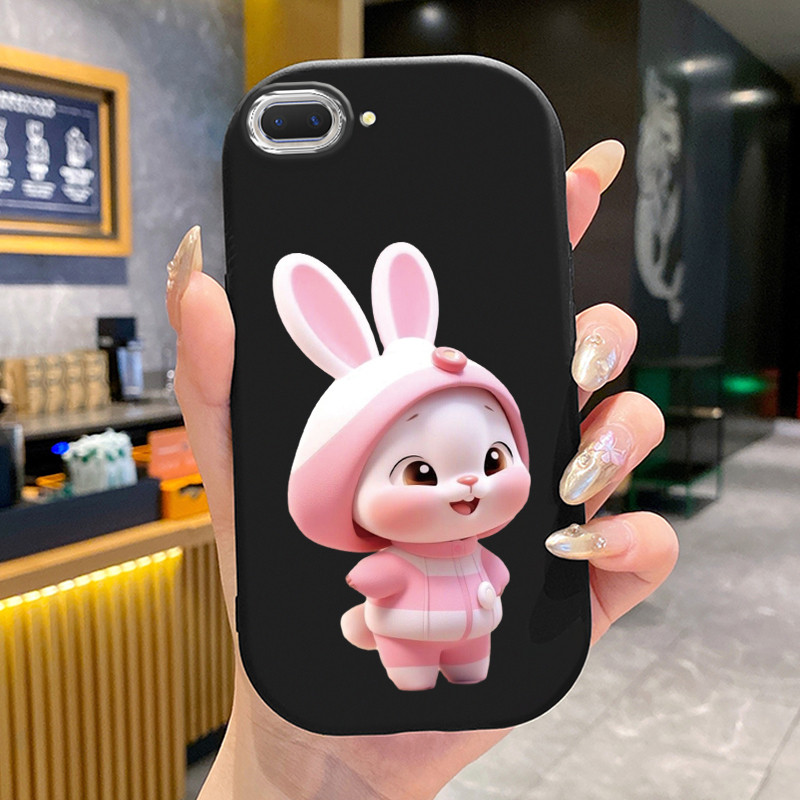 เคสสำหรับ OPPO A5 A3s A12E Realme C1 เคสโทรศัพท์กระต่ายกลมและอ้วนเสื้อแจ็กเก็ตผ้านุ่ม