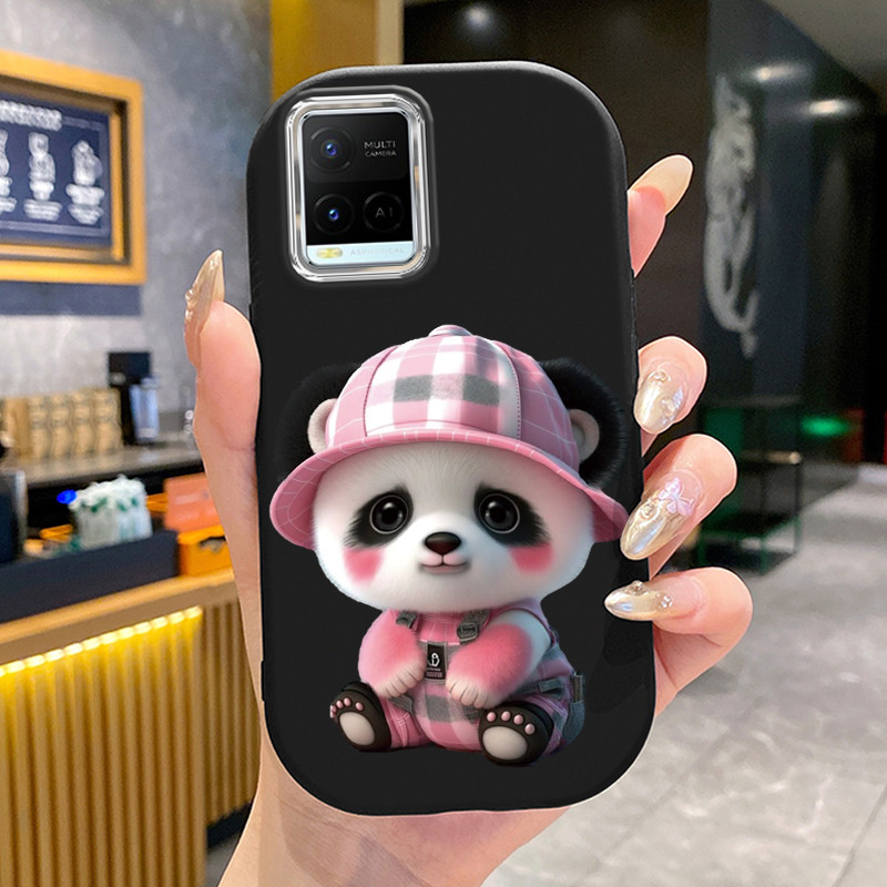 เคสสำหรับ VIVO Y21 Y21t Y21s Y21e Y21a Y22 Y22s Y33s Y33t เคสโทรศัพท์แพนด้ากลมและอ้วนเสื้อแจ็กเก็ตผ้านุ่ม