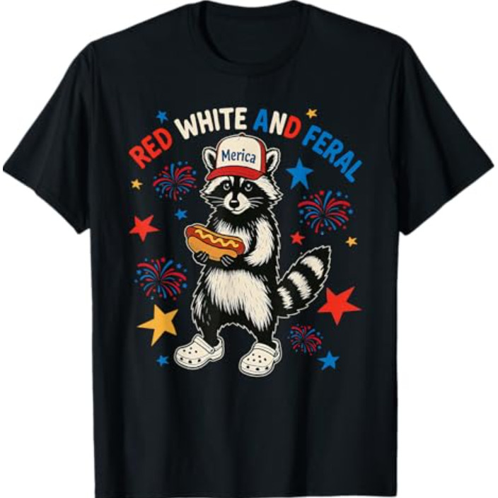 เสื้อยืด Raccoon Funny Raccoon 4Th Of July