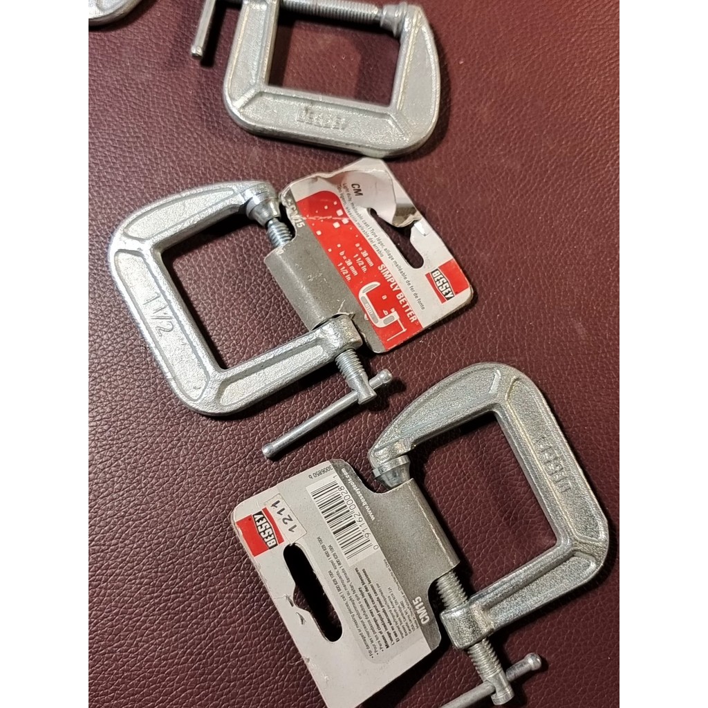 BESSEY CM15 แคลมป์ตัวซี 1.5 นิ้ว ปากอ้า 38 มม. เหล็กหล่อเหนียวเหนี่ยวรั้งแน่นหนา สำหรับงานไม้