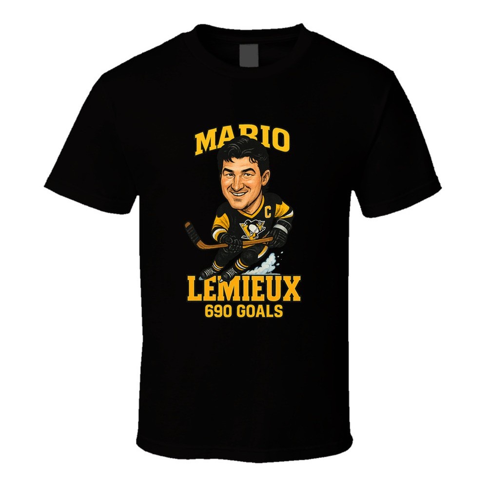 เสื้อยืด Mario Lemieux 690 Goals Sports Caricature