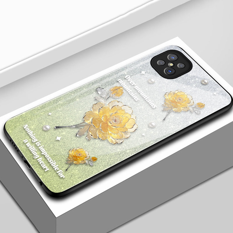 เคสสำหรับ OPPO A92s 5G Reno 4Z 5G เคสโทรศัพท์ดอกไม้เปลือกแก้วกันกระแทก