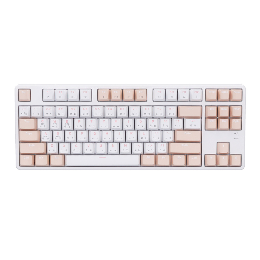 WIRELESS KEYBOARD (คีย์บอร์ดไร้สาย) AJAZZ AK871 (WHITE TEA) (RED SWITCH NON-BACKLIT EN/TH) (AJ-KB-AK