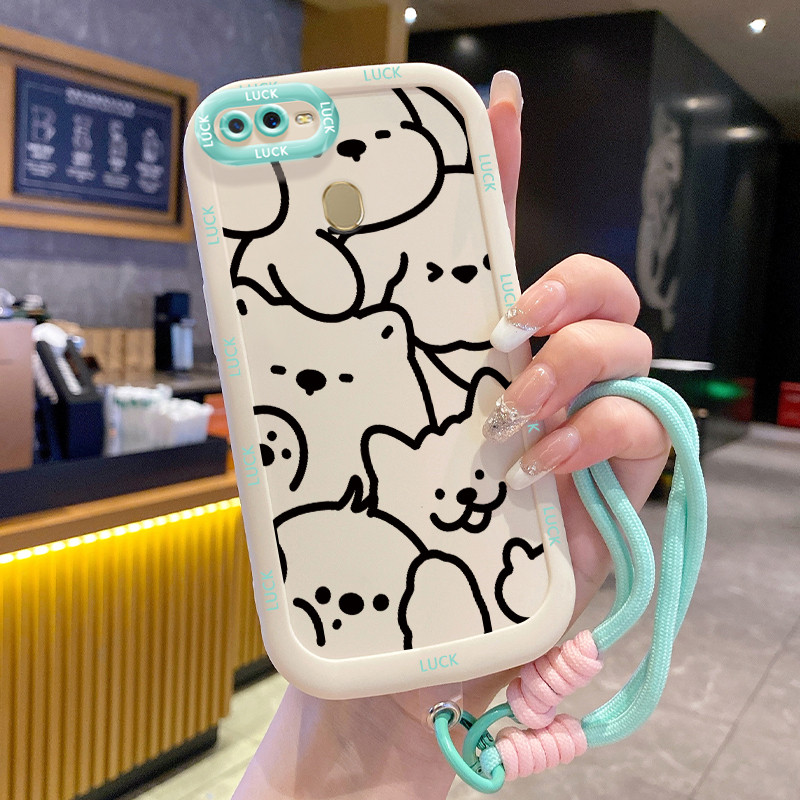 เคสสำหรับ OPPO A7 A5s A12 A12s A11K เคสโทรศัพท์ฝูงสัตว์ซิลิโคนสายคล้อง
