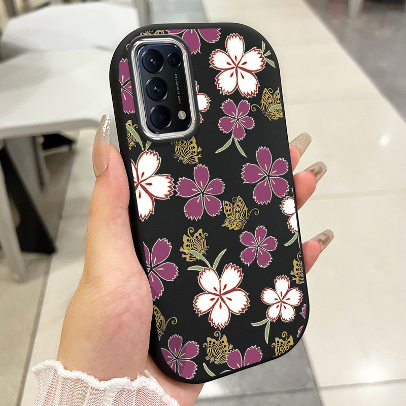 เคสสำหรับ OPPO Reno 5 4G Reno 5 5G Reno 5K 5G Find X3 Lite เคสโทรศัพท์ดอกไม้บุคลิกกลมและอ้วนเสื้อแจ็กเก็ตผ้านุ่ม