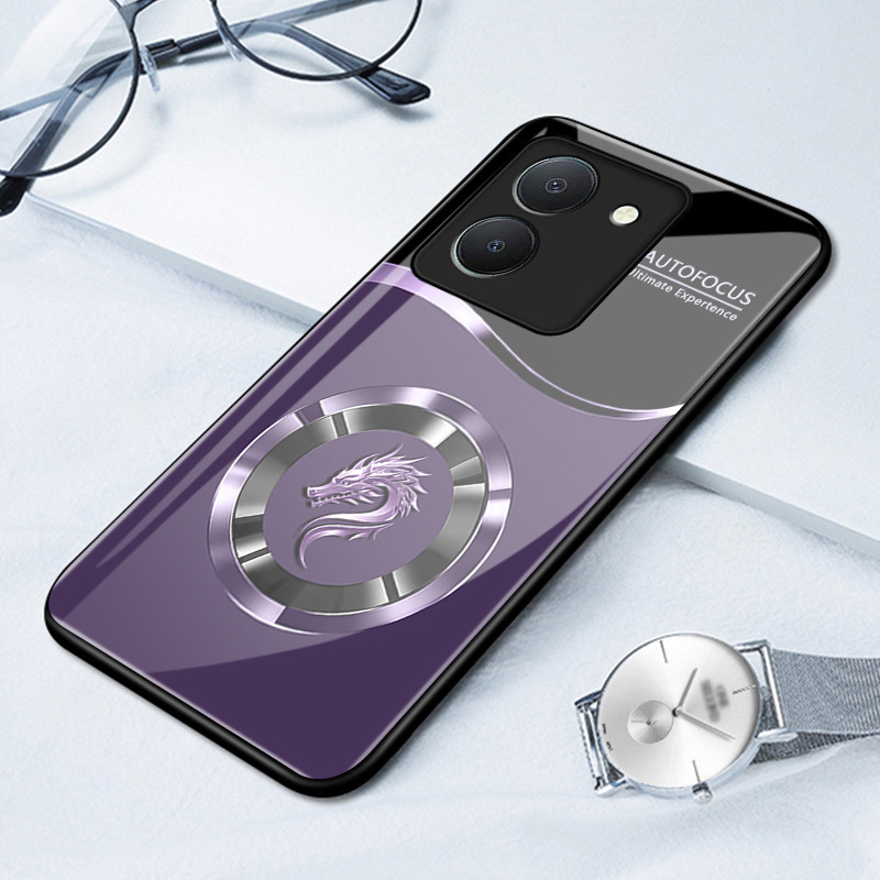 เคสสำหรับ VIVO Y36 5G Y27 5G Y27s Y77T Y35 4G เคสโทรศัพท์มังกรเปลือกแก้วกันกระแทก