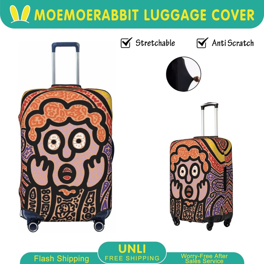 ศิลปิน Mr Doodle ผ้าคลุมกระเป๋าเดินทาง ผ้าสแปนเด็กซ์ แบบยืดหยุ่น ยืดหยุ่น ป้องกันรอยขีดข่วน Luggage 