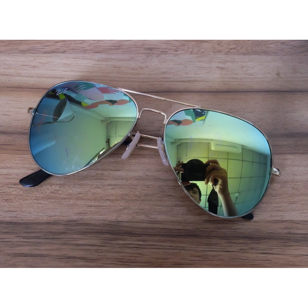 แว่นกันแดด (R)a.y-B-an Avaitor Sunglasses Made in Italy Size 52/14 135mm สีทอง