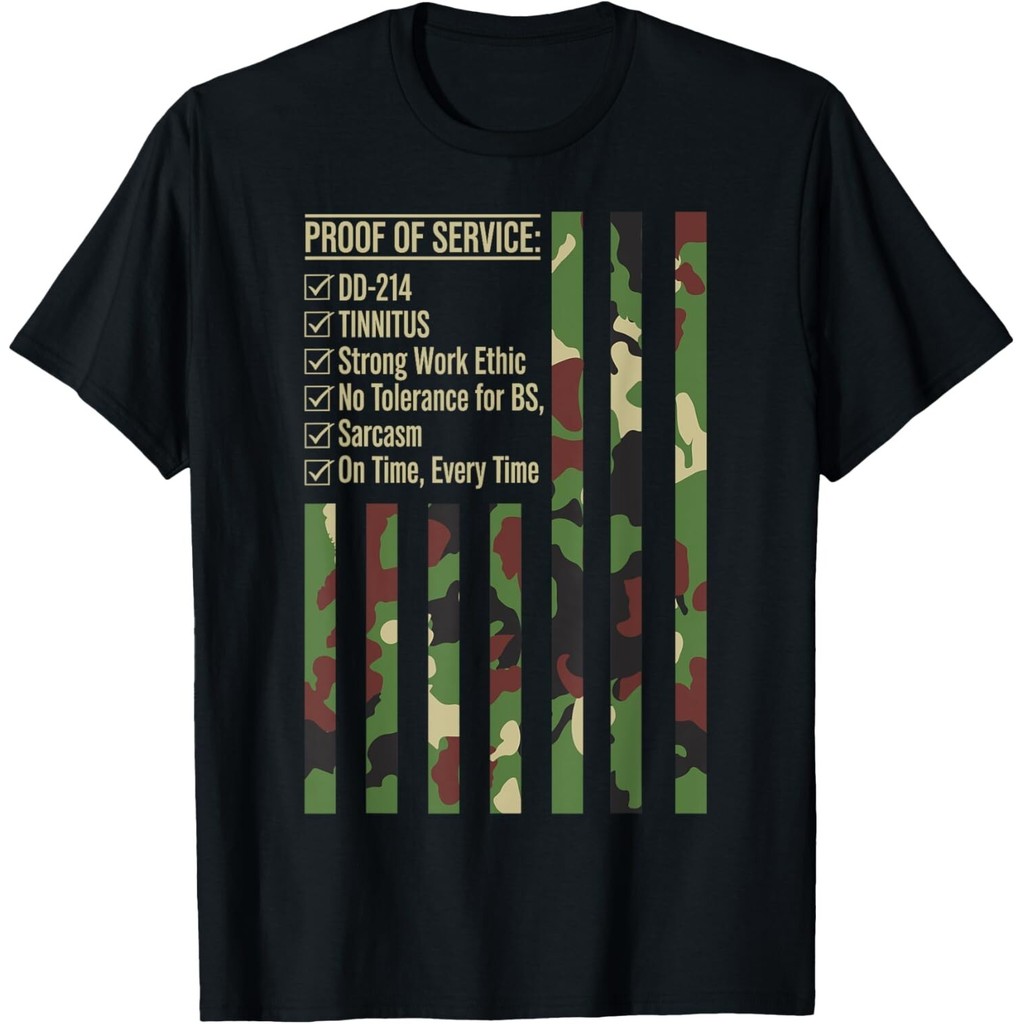Proof Of Service T เสื้อ Camouflage Strip Usa Flag Dd-214 เสื้อยืด Unisex