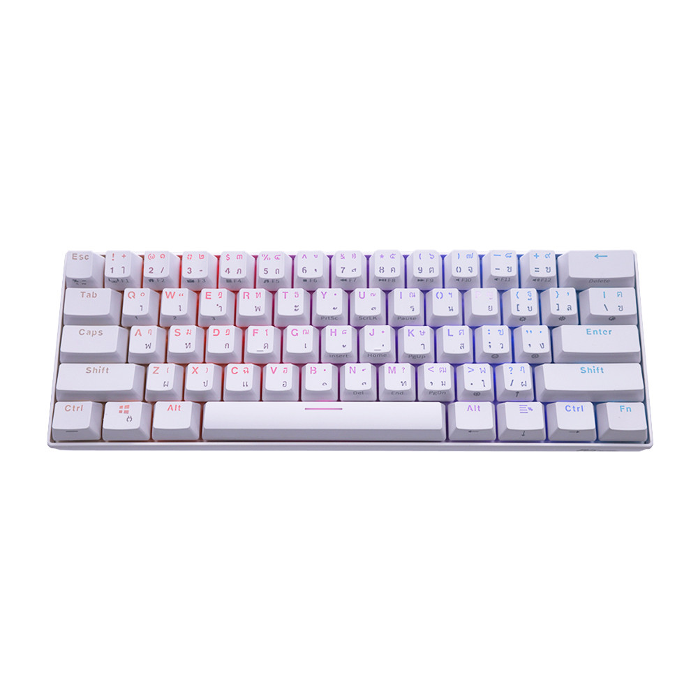 WIRELESS KEYBOARD (คีย์บอร์ดไร้สาย) ROYAL KLUDGE RK61 (WHITE) (RK RED SWITCH) (RGB LED) (EN/TH) %