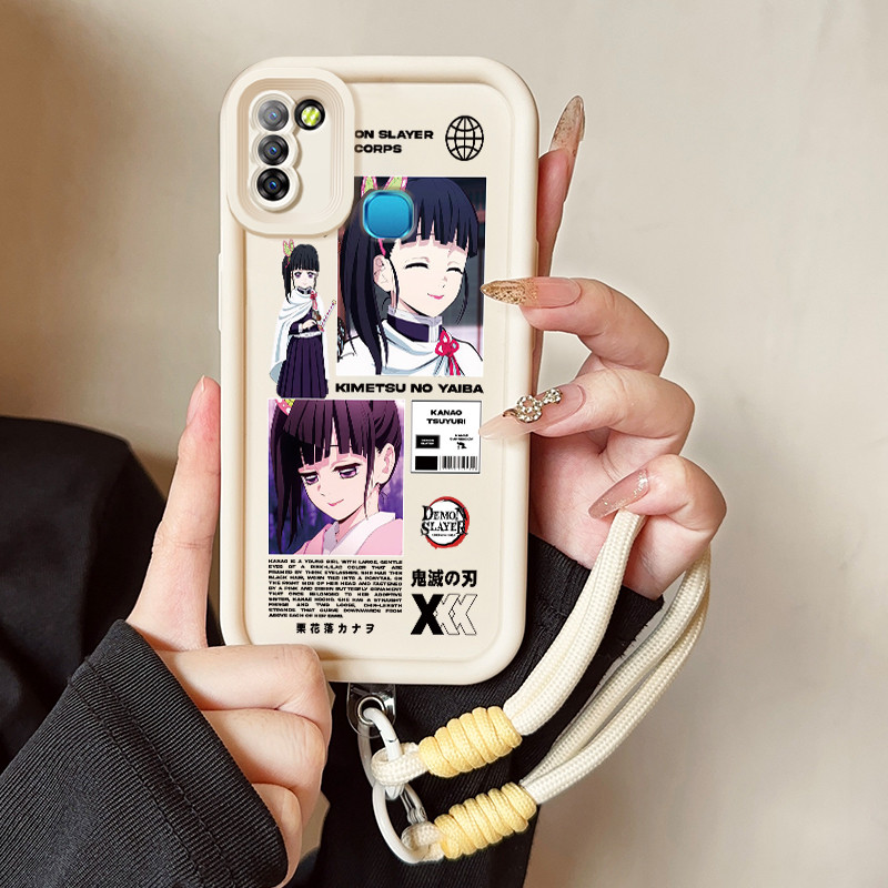 เคสสำหรับ Infinix Smart 5 Hot 10 Lite Smart 6 Ram 3 เคสโทรศัพท์ตัวละครอนิเมะสายคล้องสามสีซิลิโคนกันกระแทก