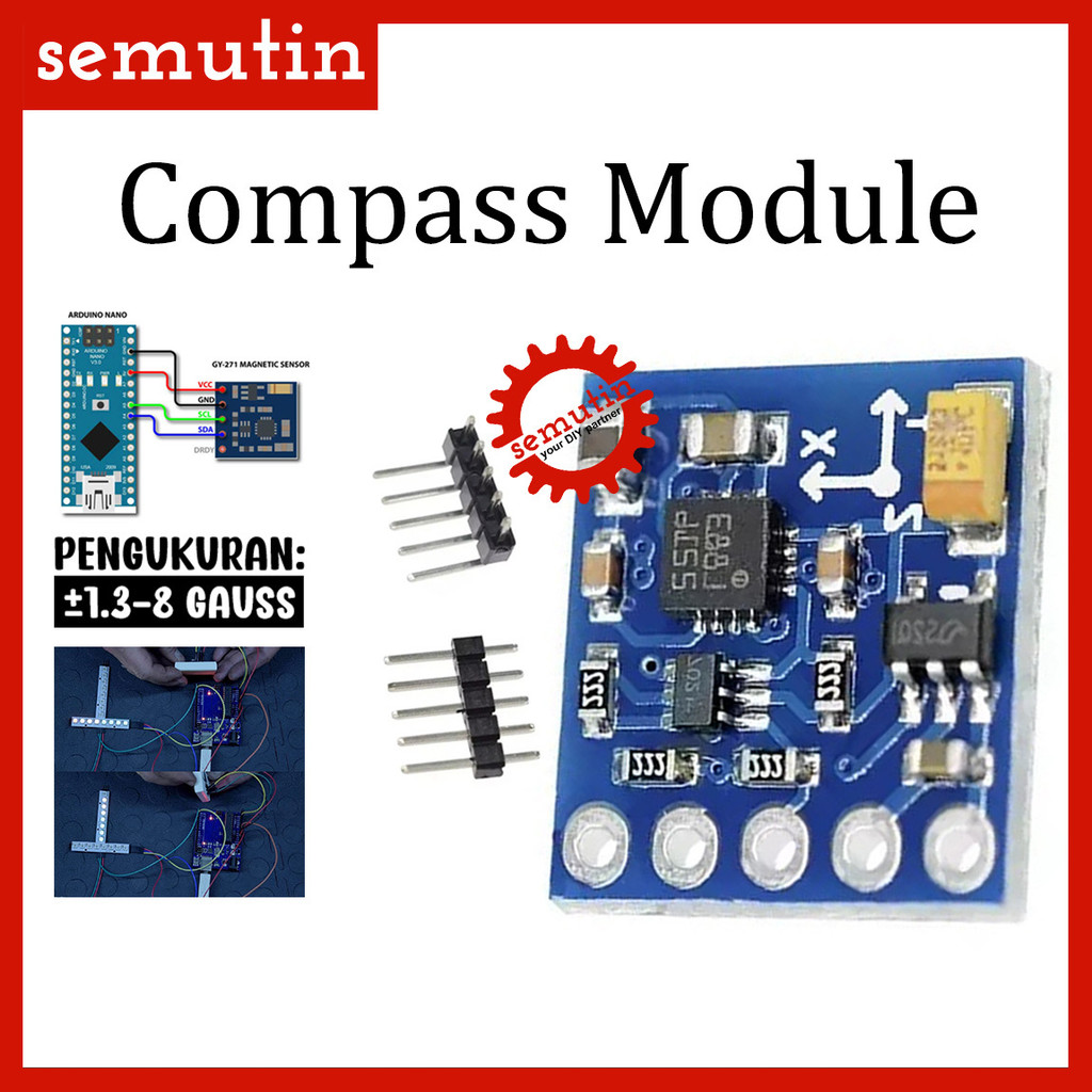เข็มทิศโมดูลอิเล็กทรอนิกส์ 3-5V GY-271 HMC5883L AL80 SM / GY271 เข็มทิศอิเล็กทรอนิกส์โมดูลเซ็นเซอร์ 