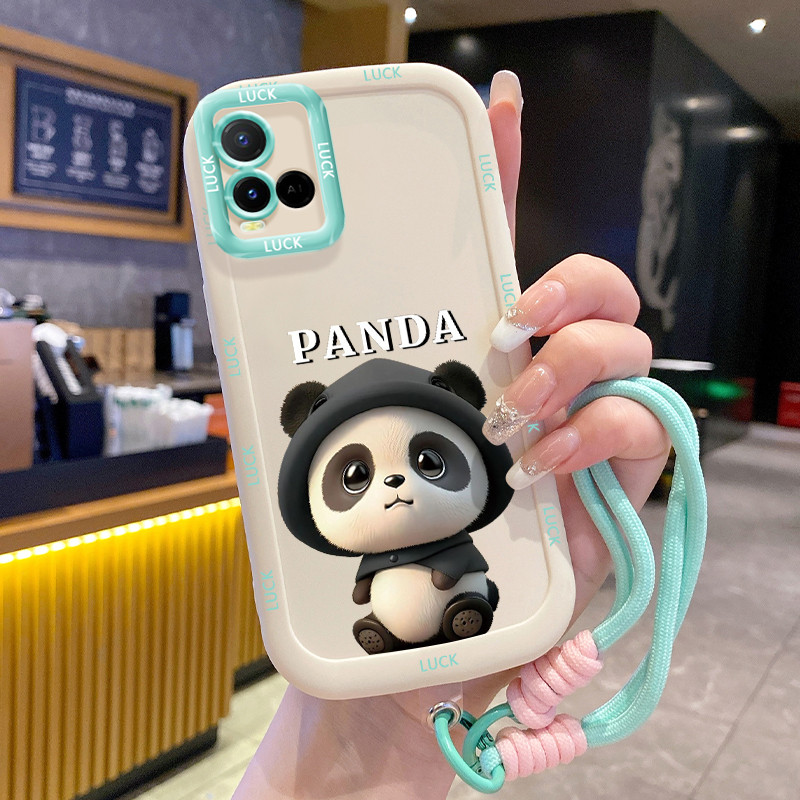 เคสสำหรับ VIVO Y21 Y21s Y21t Y21a Y21G Y33s Y33t เคสโทรศัพท์แพนด้าซิลิโคนเสื้อแจ็กเก็ตผ้านุ่ม