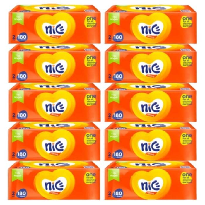 Sw4u [10 แพ็ค] กระดาษเช็ดหน้า Nice Living กระดาษเช็ดหน้านุ่มไม่ขาดง่าย 2Ply 180