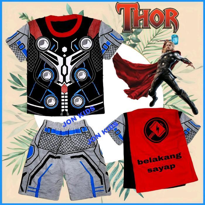 ใหม่ล่าสุด THOR WINGS COSTUME ชุดแขนสั้น/DRUG WINGS ผ้าสําหรับ AGES 1-10 ปี