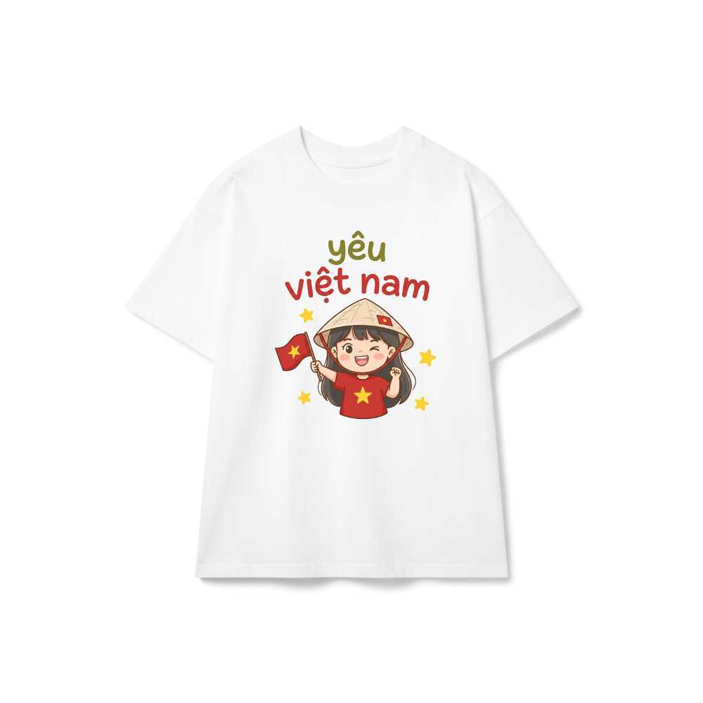 เสื้อยืด Unisex Love Vietnam Girl Conical Hat ผ้าฝ้ายหลวมมาก - 180826-14-36-FJE