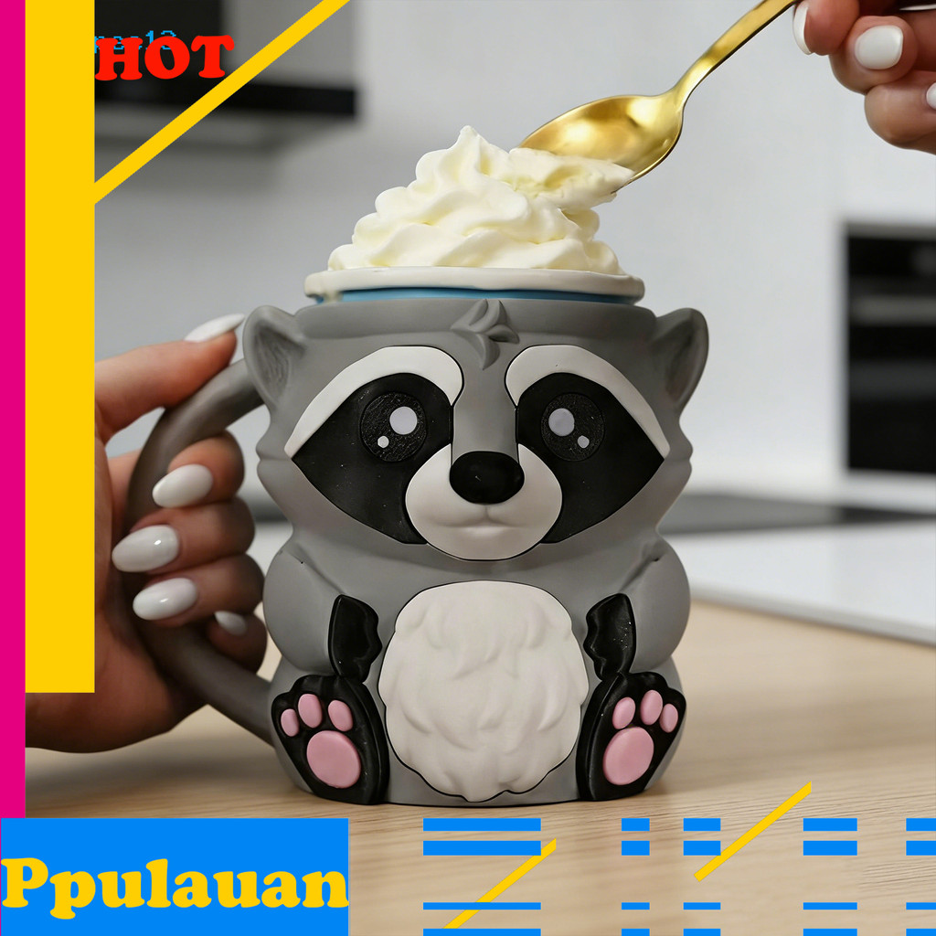 {sujianxia1.th}Racoon Ice Cream Pint Holder with Hidden Snack Drawer SpoonReusable Pint Sleeve for 1