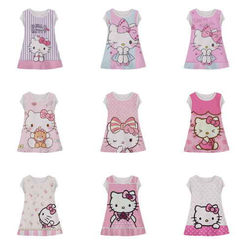 Hello Kitty 3D Halfprint Tunic Dress for Girls with Cartoon Anime Motif อายุ 1-12 ปี - 3D Sarana