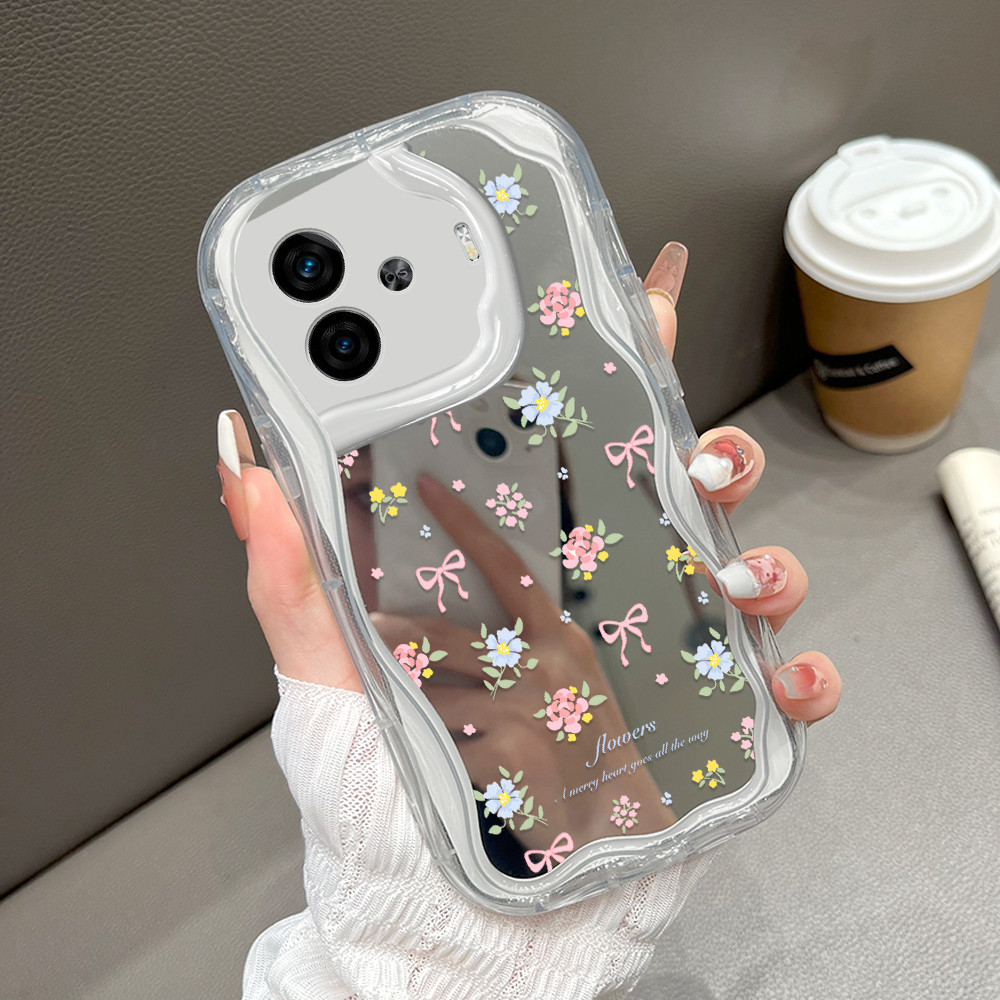 VIVO iQOO Z9 5G สําหรับกระจก Softcase กรณี HP โทรศัพท์ Kesing กระจกปลอก Bunga 5347 JZ