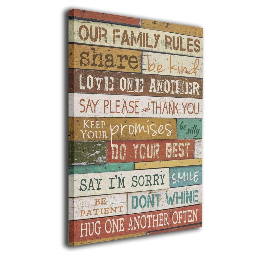 GK102 Rules ครอบครัวของเรา Wall Art Decor โปสเตอร์โมเดิร์นและกรอบงานศิลปะความละเอียดสูงกันน้ํา i